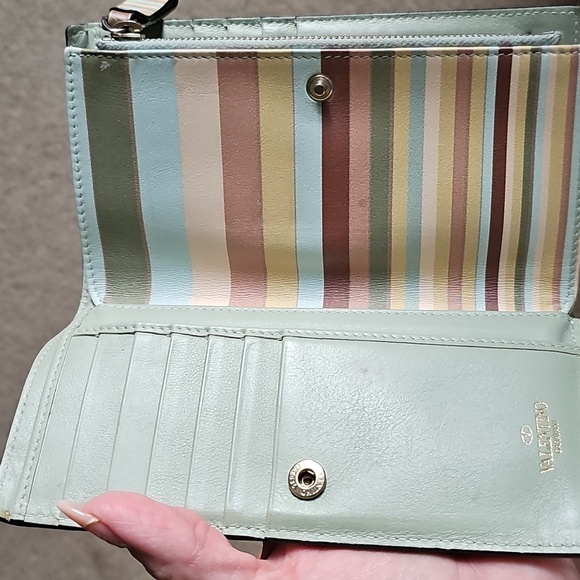 Valentino Garavani Cream, Yellow, Green and Brown Studded Wallet - Picture 8 of 9